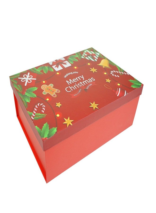STRBOXONG Red Christmas Gift Boxes with Lids, 10.63x8.27x4.13(270x210x105 mm) Large Empty Gift Boxes for Presents, Luxury Sturdy Foldable Cardboard Box for Gifts, Christmas Party Favor Supplies (Pack of 1) - Image 1
